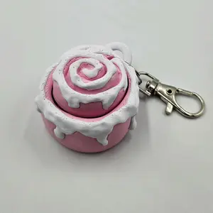 ASMR Pink Cinnamon Roll Clicker Keychain | Satisfying Fidget Toy