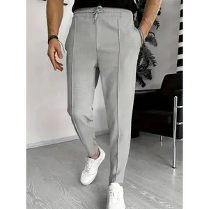 Everyday Comfort, Men's Light Gray Waffle Knit Joggers with Pockets - Casual Elastic Waist Sports Pants for Everyday and Outdoor Activities