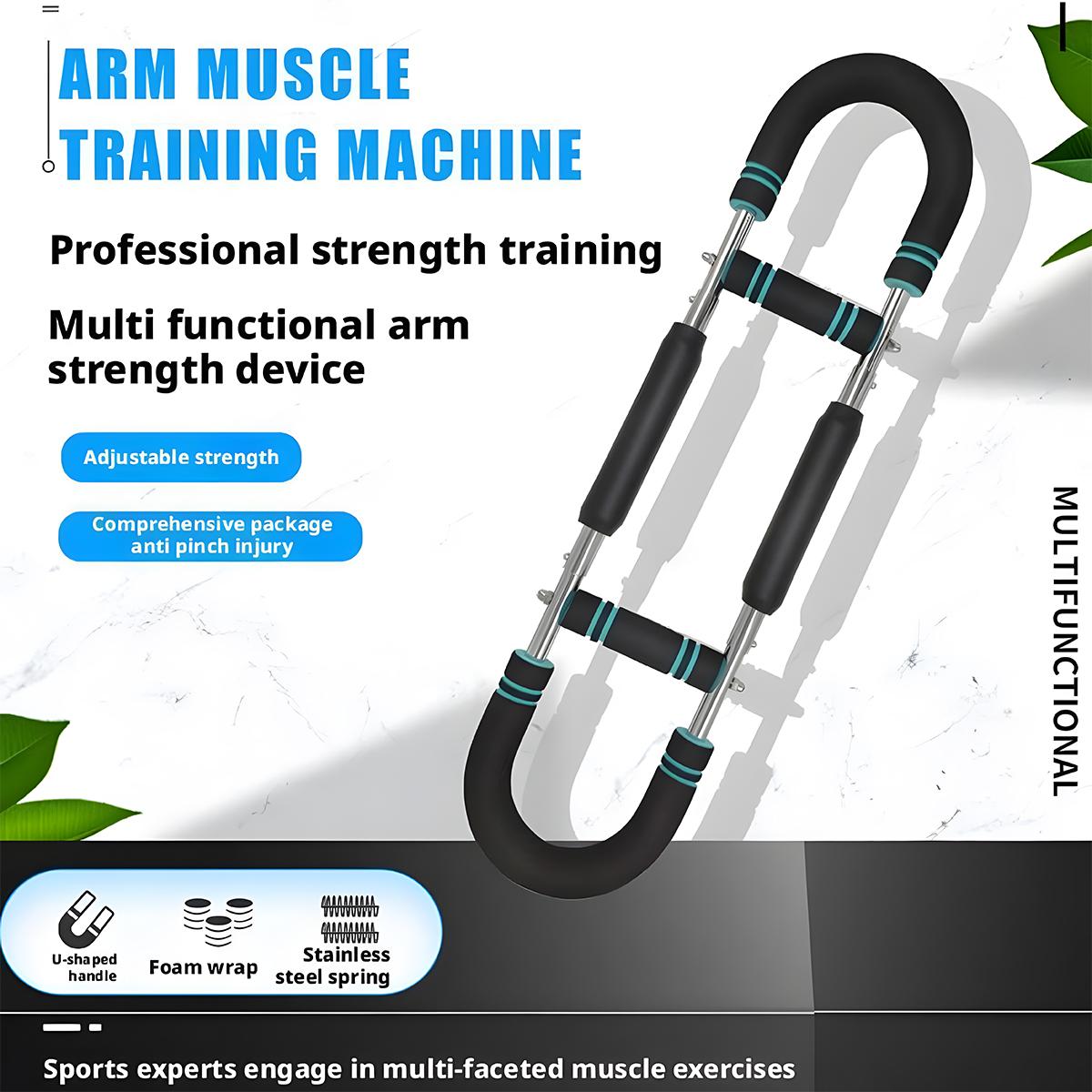 60-110lbs Adjustable Twister Arm Exerciser Spring Workout Bar, Multi-purpose Forearm & Chest Trainer, Portable Home Fitness Equipment for All
