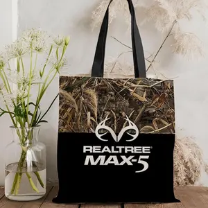 Cool R-Realtree Storage Bags Canvas Double-Sided Print Black and White Tote Bag Large Capacity Shoulder Students Festive Fashion Eco Outdoor Picnic Travel High Quality Shopping Handbag Machine Washable