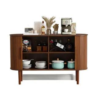 Giratree 53" Sideboard with Fluted Tambour Doors, 1.5cm Thick MDF (220LBS Load-Bearing), Adjustable Shelves, 2 Storage Compartments, for Living/Dining Room/Kitchen/Hallway/Entryway, Works as TV Stand/Bar Cabinet