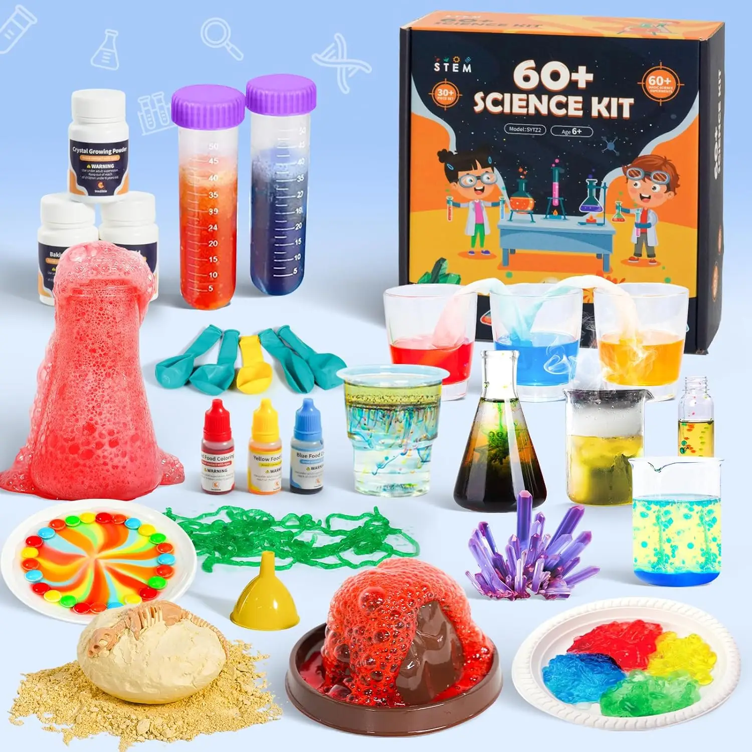 Summer Vacation Gift- Melican 60+ Science Experiment Kit for Kids Ages 5-6-7-8, STEM Learning and Educational Toys, First Science Kit for 5 year old B