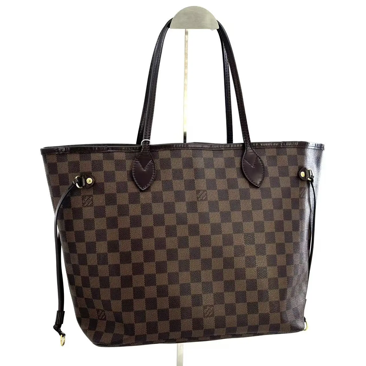 Pre-owned Louis Vuitton Canvas Tote Bags Damier Eben Neverfull MM Bag without Detachable Pouch JS0038 NO1