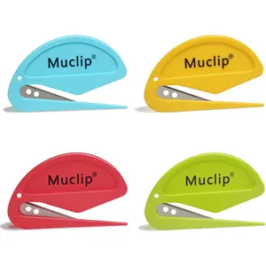 4 Pack Letter Opener Envelope Slitter - Ergonomic ABS Grip, Hidden Stainless Steel Blade, Fast Opener for Envelope, Letter, Mail, Package, Ideal for Office, Home, Business (Boxed)