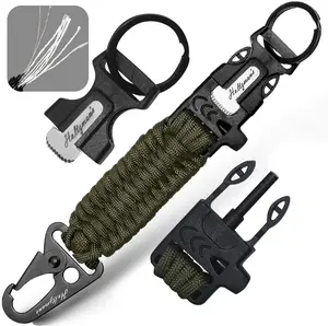 8-in-1 Paracord Keychain with Tinder and Fishing Line