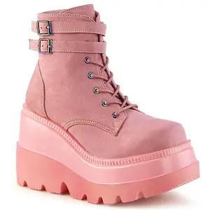 Demonia Shaker-52 Baby Pink Vegan Suede Ankle Boots