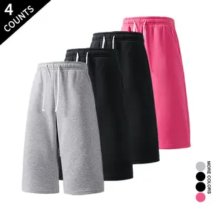 Men's 4-Pack Oversized Wide Leg Sweat Shorts Elastic Waist Streetwear Shorts