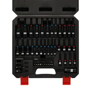 55-Piece Magnetic Nut Driver Set for Impact Drill Deep & Shallow Metric & SAE Includes Screwdriver Bits Bit Extension Bar Socket Adapters & Wing Nut Driver Tool Box