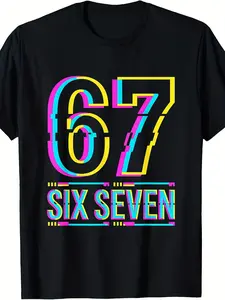 Gen Alpha Men's 67 Number Meme T-Shirt - Neon Glow