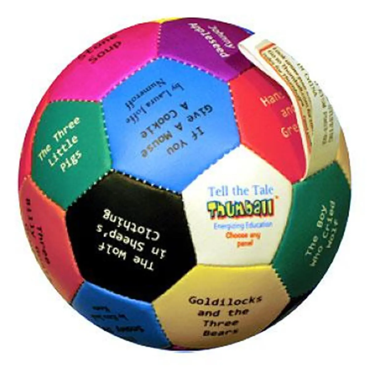 Talicor Thumball Tell The Tale 4-in Soft Football-Style Multi-Color Educational Game for Kids to Improve Storytelling, Football Balls, 4 Inch, Learning, Story Games, Children, Develop Summarizing Ability, Fairy Tales