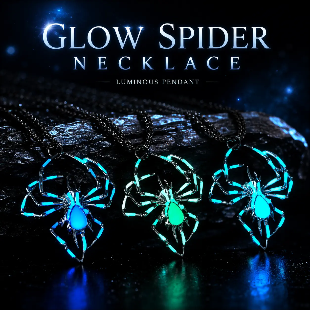 TikTok Viral Spider Necklace,Glow In The Dark Pendant ,Pendant for Halloween Costume, Gothic Style & Hip Hop Fashion Accessories