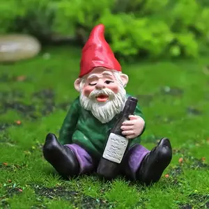 4pcs Drunk Gnome Resin Miniature Gardening Ornaments, Funny Dwarf Garden Decoration for Yard, Patio, Lawn, Indoor and Outdoor Decor fake  flowers silk 12  rose  bouquet artificial baby lilies religious ornament home laundry room big  roses rosy  eter