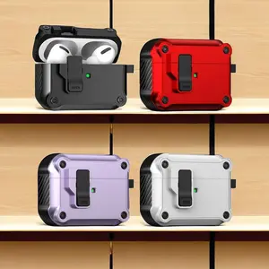 Military-Grade AirPods Case for AirPods 1/2/3/4 & Pro 1/2/3, Shockproof Hard Shell Protective Cover with Secure Lock, Full Body Drop Protection, LED Visible & Pop-Up Lid, USB-C & Lightning Compatible