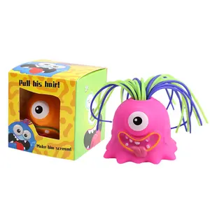 Funny Screaming Monster Squishy Toy, Hair Pulling Stress Relief Fidget, Cute Kids Party Gifts & Classroom Prizes
