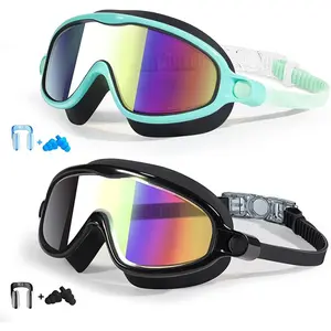 2 Pack Kids Swim Goggles with Earplugs & Nose Clip! Anti-Fog UV400 Wide View for Ages 3-15 Boys Girls ‍️ No More Leaks! Perfect for Pool & Beach Fun!
