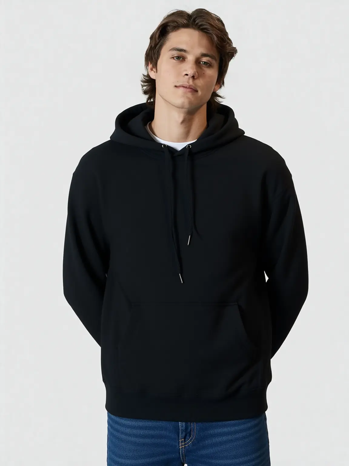 Men's Plain Pullover Hoodie Sweatshirt, Lightweight Casual Long Sleeve Top in 100% Polyester for Everyday Wear, Sweatshirts, Menswear