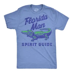 Mens Funny T Shirts Florida Man Spirit Guide Sarcastic Gator Graphic Novelty Tee For Men Mens Funny T Shirts Cool Vintage Fashion T-Shirt Gift Classic Menswear Funny Animal Short Sleeve Novelty Tees for Guys Light Blue