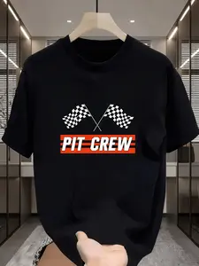 This Mechanic'S T-Shirt Showcases a White Checkered Flag And a Text Design, Ideal for Racing Fans.It'S a Men'S Round-Neck, Short-Sleeve Casual Shirt That Can Be Worn Daily Throughout The Year