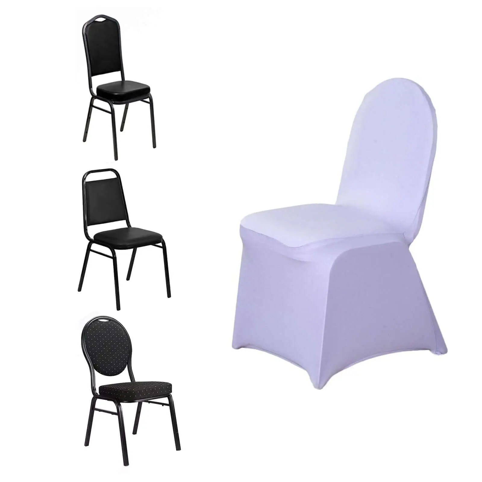 Lavender Lilac Spandex Chair Cover - 160GSM Stretch Elastic Seat Cover for Banquet, Party Dining Chairs, Slip-On Slipcover, Seat Covers For Chairs