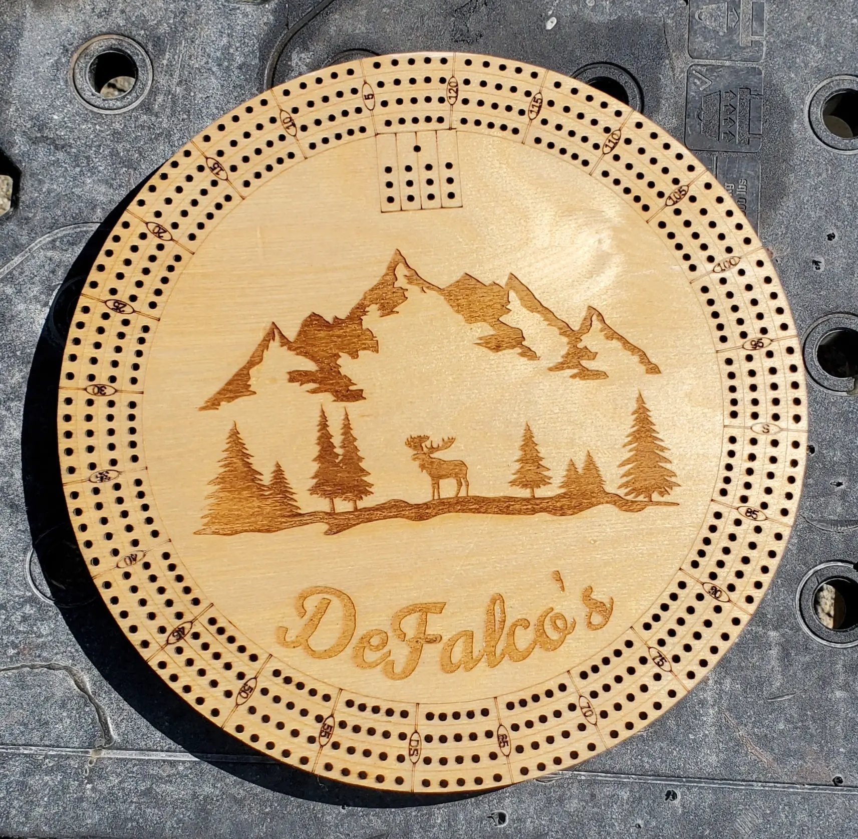 Moose and Mountains personalized Cribbage Board