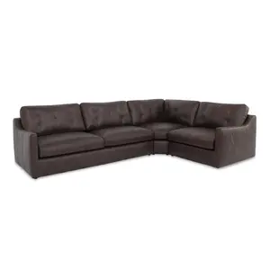 Thurlow 3 Piece Right Modular Sectional Espresso Brown Leather