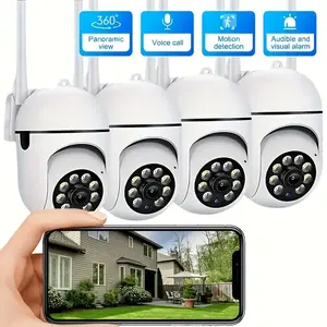 【JOOAN 2.4G WiFi 1080P FHD Home Smart Security Camera】BT/WiFi Connection, USB Cable Included, Plug-in Power Required (Not Included), Color Night Vision, Motion Detection, 360° PTZ Panorama, Two-Way Audio, Siren Alarm, SD/Cloud Storage (Optional)