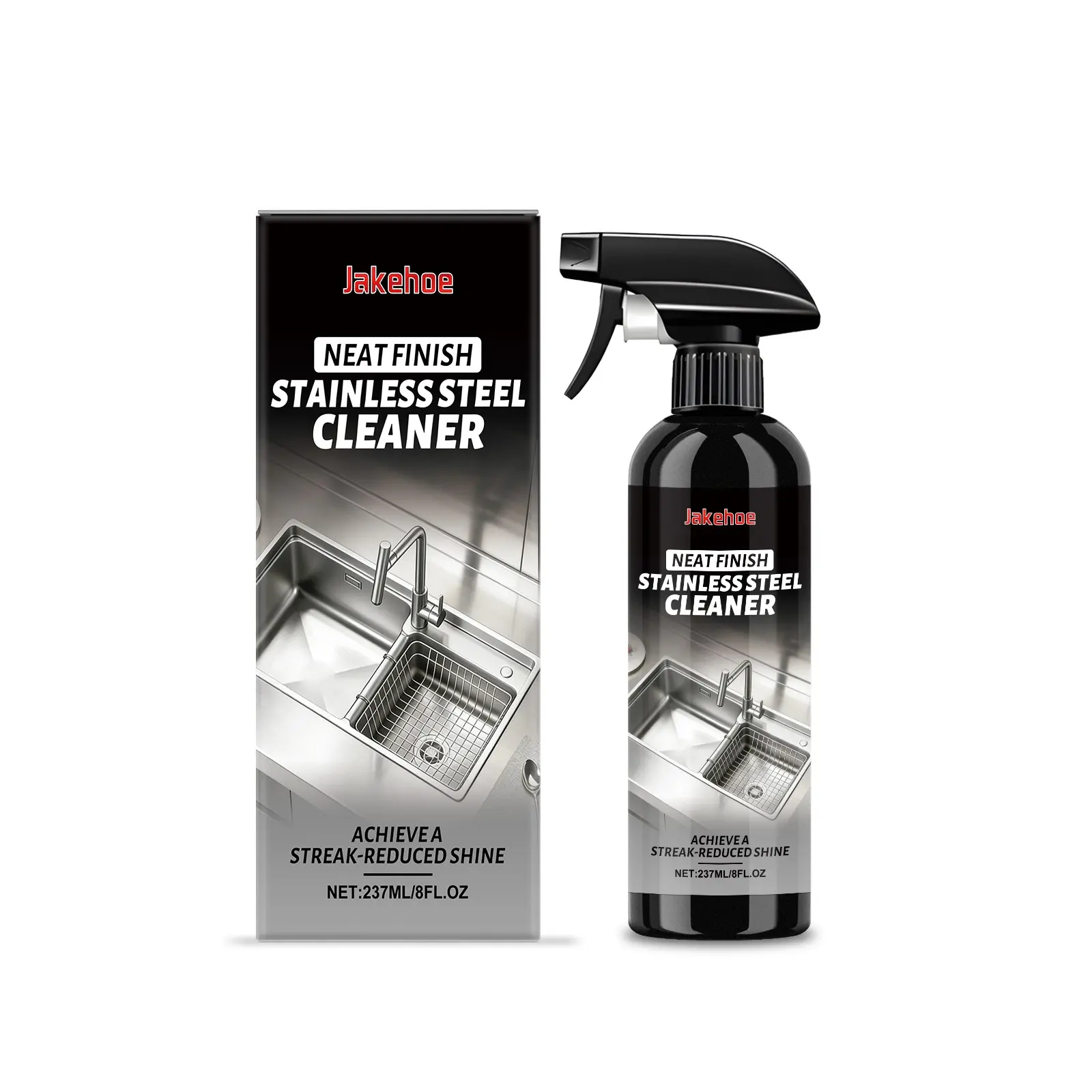 Jakehoe Stainless Steel Cleaner for Kitchen Appliances, Daily Spray for Sink Grease and Stains, Restores Shine and Freshness, Kitchen Cleaning Supplies, Household Cleaning Supplies, Cleaning Products