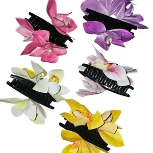 New Elegant Lily Flower Hair Claws Hair Clips Accessories for Girls and Women in Pink Purple Yellow White for Any Occasion