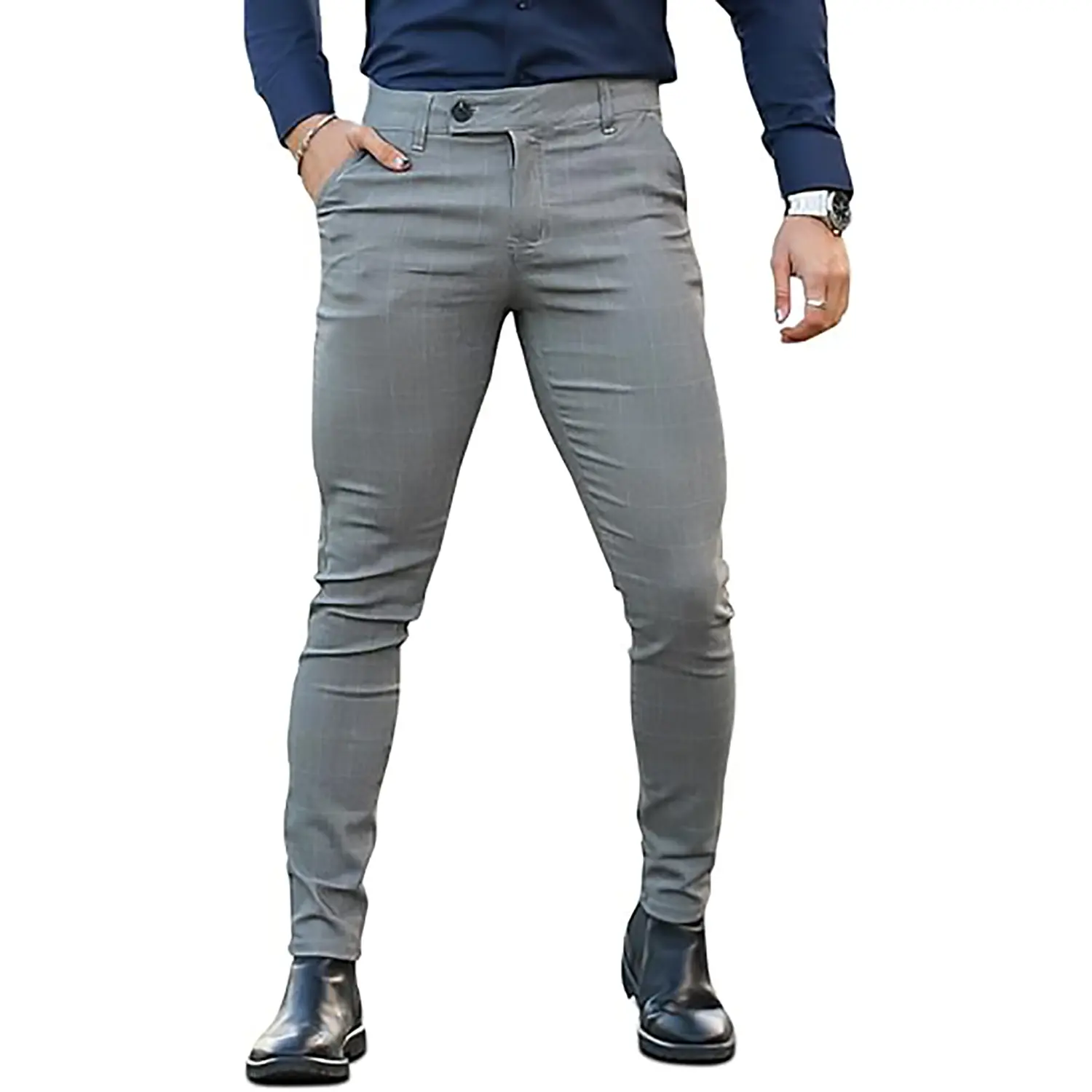 GINGTTO Men's Chino Slim Fit Stretch Dress Pants Plain Formal Pants for Men