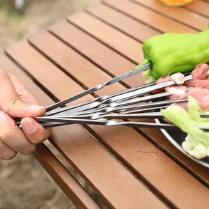 T55-30 Flat BBQ Skewers Set of 5, 30cm Outdoor Pure Titanium Barbecue Sticks, Portable Camping BBQ Tools, Home Grilling Skewer Pins