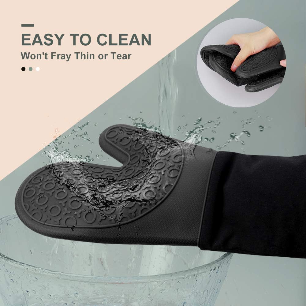 Extra-Long Silicone Oven Mitts 14.6” – Heat-Resistant Quilted BBQ & Baking Gloves with Non-Slip Grip for Cooking, Grilling & Kitchen Safety, 1 Pair, Black Extra-Long Silicone Oven Mitts 14.6” – Heat-Resistant Quilted BBQ & Baking Gloves with Non-Slip Grip for Cooking, Grilling & Kitchen Safety, 1 Pair, Black