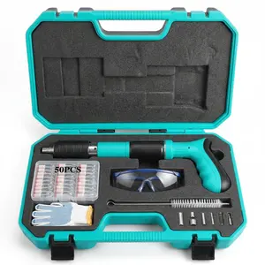 Concrete Nail Gun Kit with 50pcs Nails 5 Speed Adjustable Manual Steel Nail Gun for Red Brick & Concrete Walls Portable Impact Nailgun Metal Low Noise Household Decor