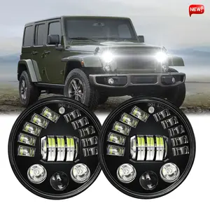 Pair 7" inch Round LED Headlights DRL Projector Light for Jeep Wrangler CJ JK LJ Led Headlamps Bulbs Pair 7" inch Round LED Headlights DRL Projector Light for Jeep Wrangler CJ JK LJ Led Headlamps Bulbs