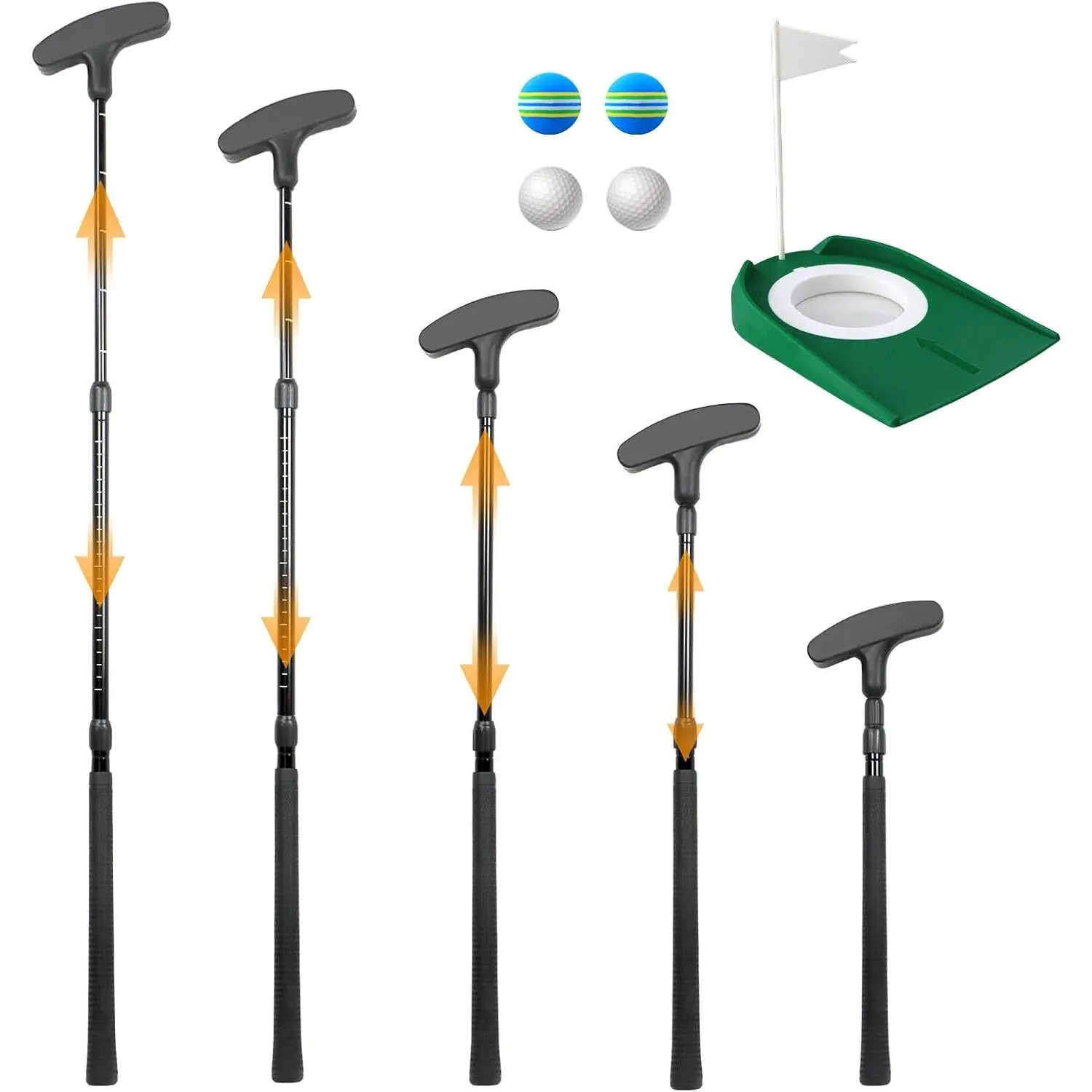 Adjustable Golf Putter, Two-Way  Putter for Right & Left Handed, Mini Golf Set for  & Junior - 1  Golf Club with 4 Golf Balls & Cup with Flag, Golf Putters for Men for