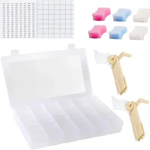 Embroidery Floss Organizer Box Set, With Bobbin Winder, 36 Compartments, 120 Floss Bobbins & Stickers, Multifunctional Storage Case for Cross Stitch, Sewing, Beads & Diamond Art, Great DIY Craft Gift
