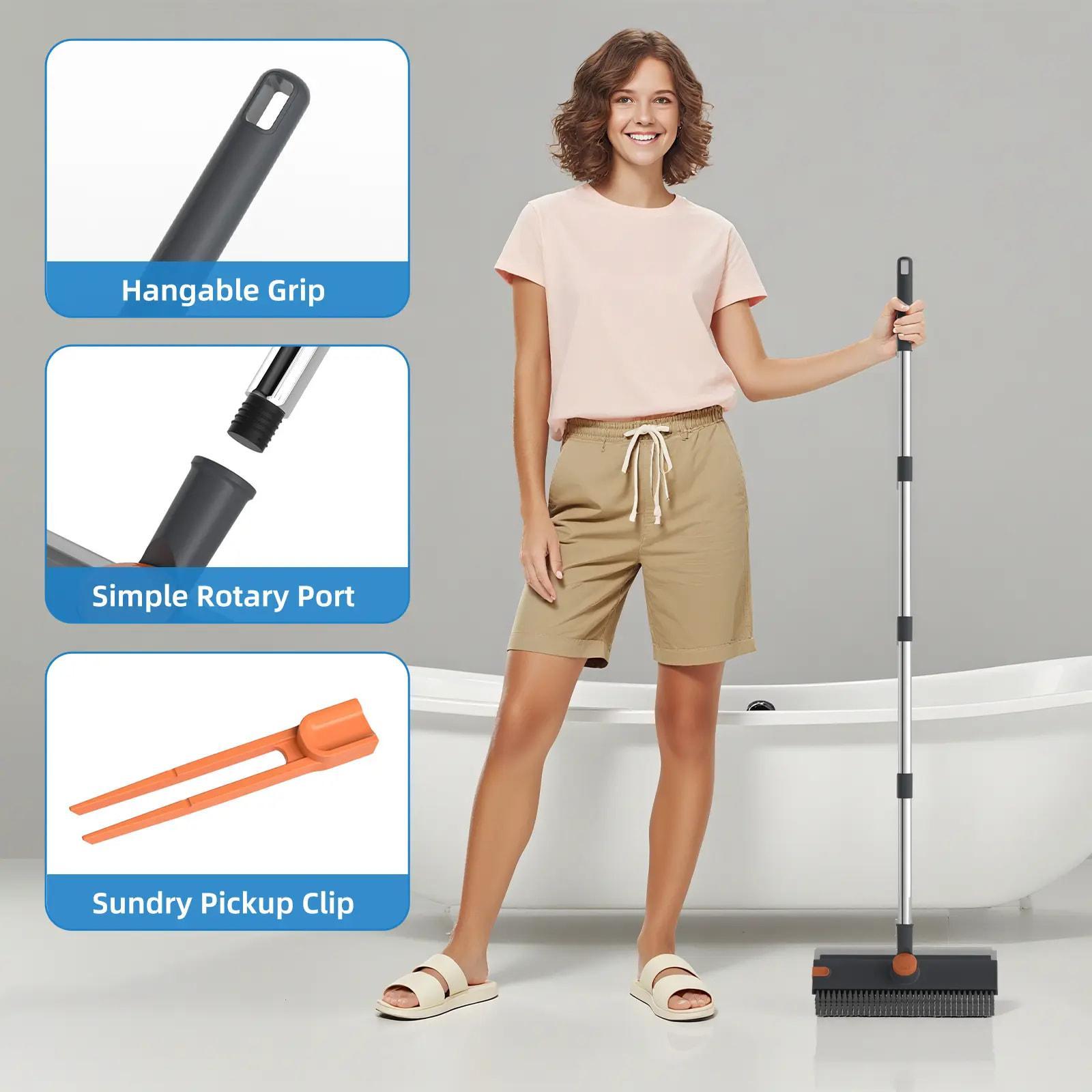 Floor Scrub Brush with Long Handle – 3-in-1 Scraper and Heavy-Duty Stiff Bristle Brush for Cleaning Shower, Bathroom, Patio, Garage, Kitchen, Wall, and Deck Floor Scrub Brush with Long Handle – 3-in-1 Scraper and Heavy-Duty Stiff Bristle Brush for Cleaning Shower, Bathroom, Patio, Garage, Kitchen, Wall, and Deck
