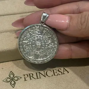 Silver Plata Aztec Calendar Calendario Azteca Pendant Dije