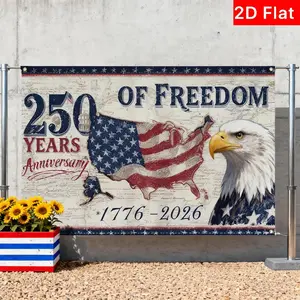 2D Flat Banner 1pc, 250th Anniversary Celebration Decorations, Independence Day Background, July 4 Photography Backdrop, No Power Required