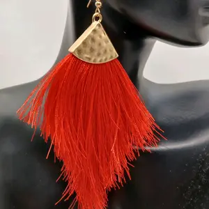Lux Fringe Earrings-Tangerine