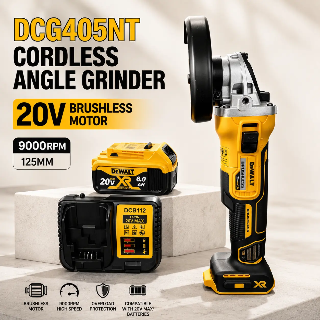 Dewalt DCG405NT 18V Brushless Grinder: Ergonomic Design , Ideal for MRO