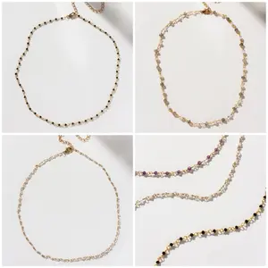 Genuine Stone Dainty Chain Necklace - Gold Plated Brass Genuine Stone Dainty Chain Necklace - Gold Plated Brass