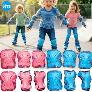 6Pcs 3-12 Years Kids Roller Skating Set Knee Elbow Pads Guards Protective Gear for Children Roller Skates Cycling BMX Bike Skateboard Inline Scooter Riding