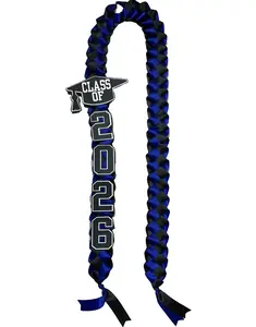 Graduation Lei Varsity font with name class of 2026 open with tie  keepsake necklace Lei tied 26 in length multicolored