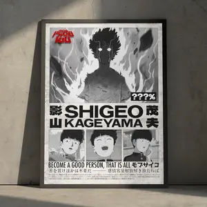 Mob Psycho 100 Shigeo Kageyama Poster, Vintage Sci Fi Manga Art Print, Japanese Minimalist Wall Decor Hanging (Unframed, Print Only)