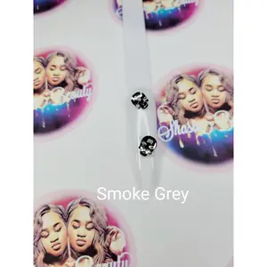 Smoke Grey Crystal Skull Nail Rhinestones