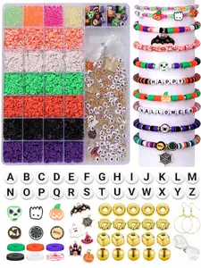 Halloween Themed Beaded Kit, 31-grid Polymer-clay Beaded Kit, DIY Jewelry Making Supplies for Bracelet Necklace Earrings, Fashion Accessories for Party