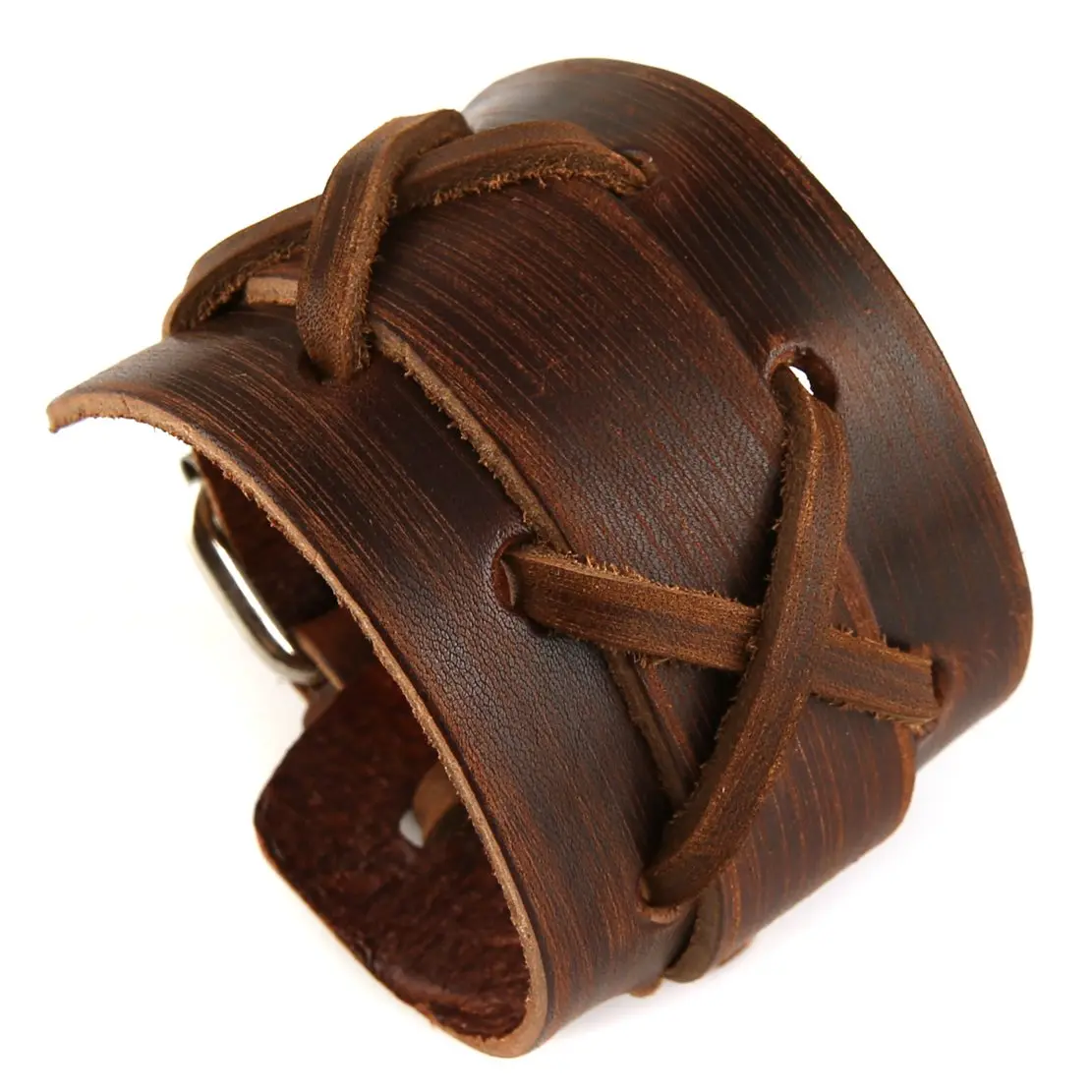 HZMAN Authentic Wide Genuine Leather Casual Mens Brown Cuff Bangle Bracelet HZMAN Authentic Wide Genuine Leather Casual Mens Brown Cuff Bangle Bracelet