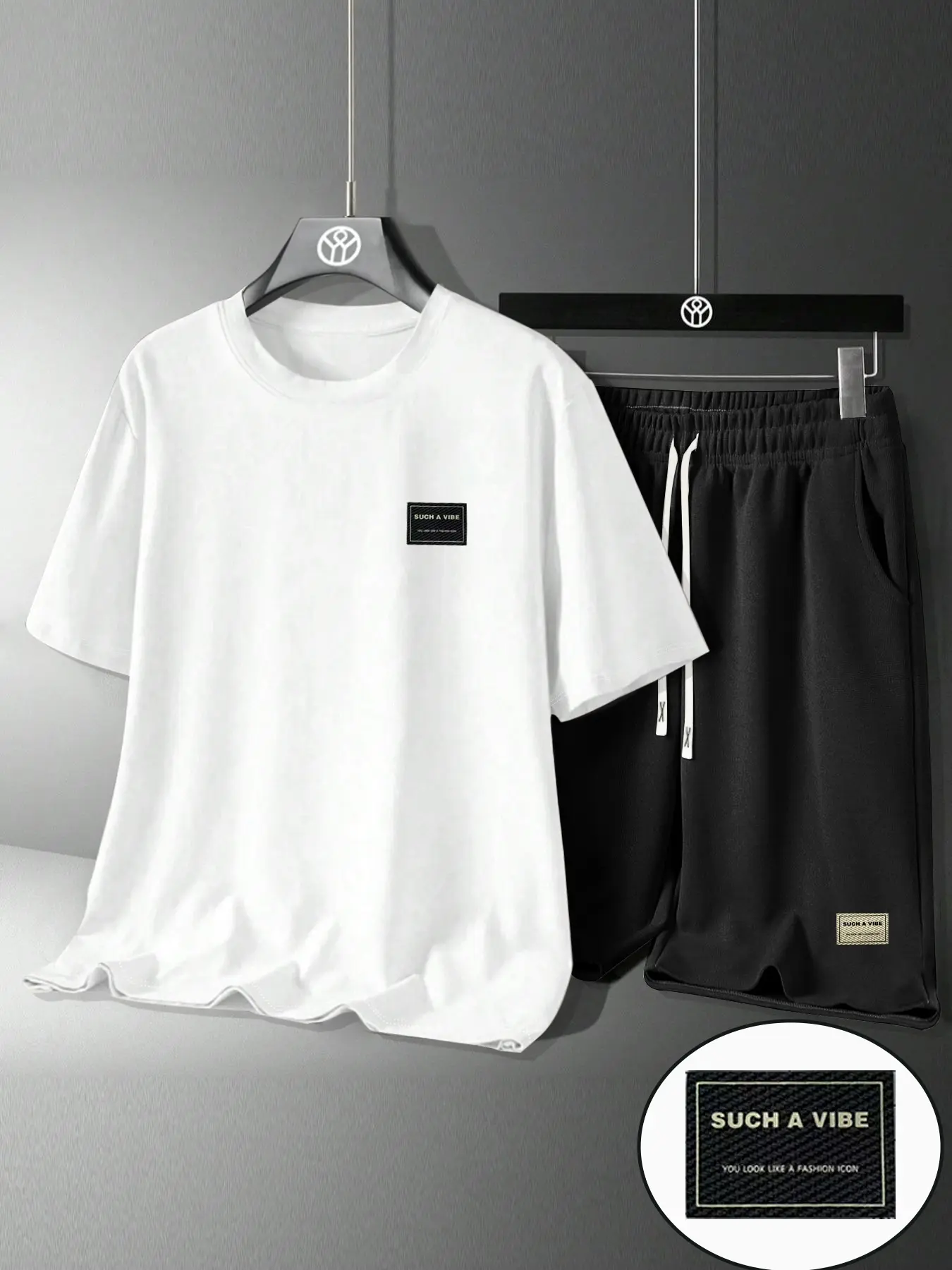 Men's 2-Piece Casual Summer Set with Round Neck Short Sleeve Fitted T-Shirt and Drawstring Shorts, Comfortable and Stylish for Daily Wear and Outdoor Activities