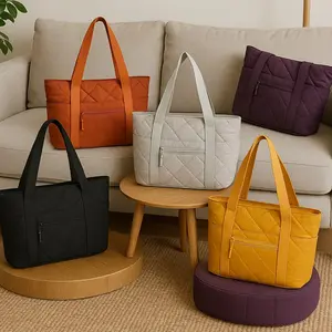Noelle Plaided Nylon Travel Tote Bag with Sleek Design Versatile Quilted Finish for Everyday Use by Ampere Creations
