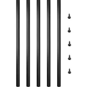 Father's Day Gift VEVOR Deck Balusters, 32"x0.75" Metal Deck Spindles, 101 Pack Staircase Baluster with Screws, Aluminum Alloy Deck Railing for Wood and Composite Deck, Square Baluster for Outdoor Stair Deck Porch